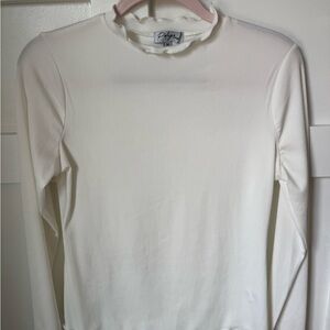 White Ribbed Long Sleeve Top